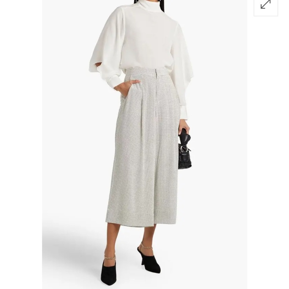 ❤️❤️❤️ NWT EQUIPMENT
Cropped pleated polka-dot silk-crepe wide-leg culottes